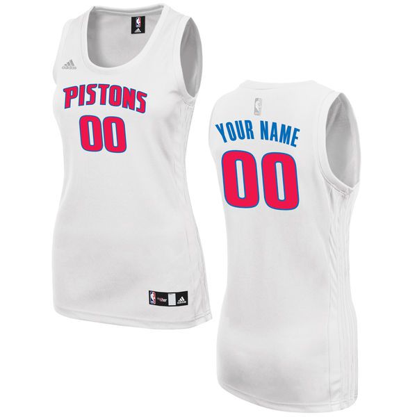 Women Detroit Pistons Adidas White Custom Fashion NBA Jersey